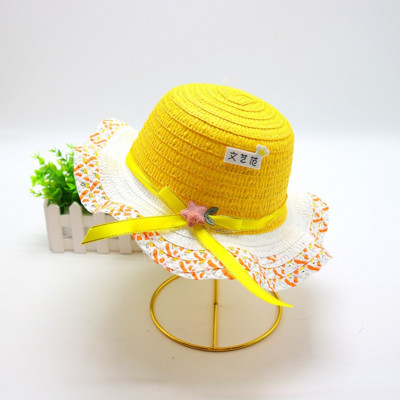 Block Sun Child Baby Girl Vasaros kepuraitės juostelė Dekoruokite banguotą šiaudinę skrybėlę mergaitėms Vaikams Šiaudinė paplūdimio kepurė Paplūdimio kepuraitė 1–8 m.