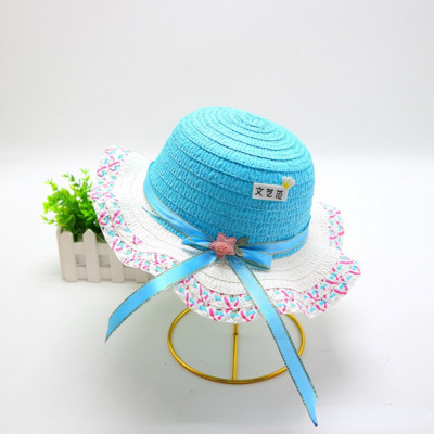 Block Sun Child Baby Girl Vasaros kepuraitės juostelė Dekoruokite banguotą šiaudinę skrybėlę mergaitėms Vaikams Šiaudinė paplūdimio kepurė Paplūdimio kepuraitė 1–8 m.