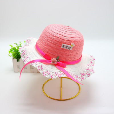 Block Sun Child Baby Girl Vasaros kepuraitės juostelė Dekoruokite banguotą šiaudinę skrybėlę mergaitėms Vaikams Šiaudinė paplūdimio kepurė Paplūdimio kepuraitė 1–8 m.