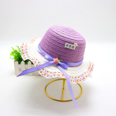 Block Sun Child Baby Girl Vasaros kepuraitės juostelė Dekoruokite banguotą šiaudinę skrybėlę mergaitėms Vaikams Šiaudinė paplūdimio kepurė Paplūdimio kepuraitė 1–8 m.