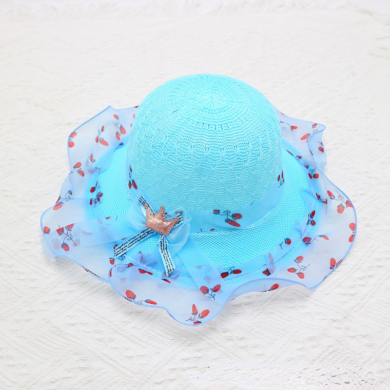 Block Sun Child Baby Girl Vasaros kepuraitės juostelė Dekoruokite banguotą šiaudinę skrybėlę mergaitėms Vaikams Šiaudinė paplūdimio kepurė Paplūdimio kepuraitė 1–8 m.