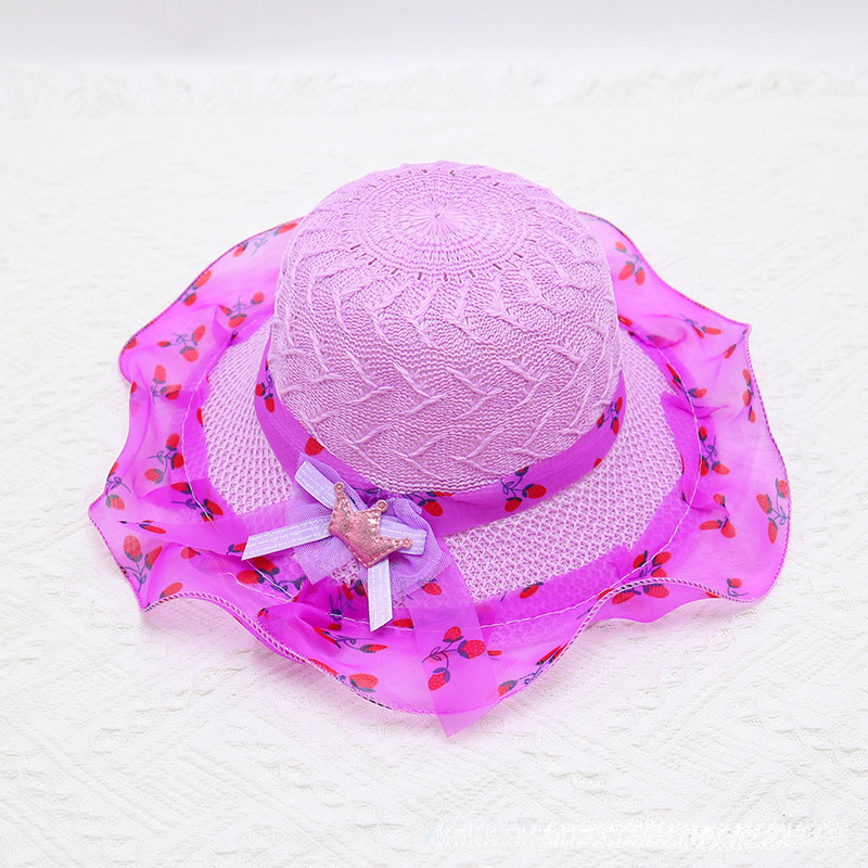 Block Sun Child Baby Girl Vasaros kepuraitės juostelė Dekoruokite banguotą šiaudinę skrybėlę mergaitėms Vaikams Šiaudinė paplūdimio kepurė Paplūdimio kepuraitė 1–8 m.