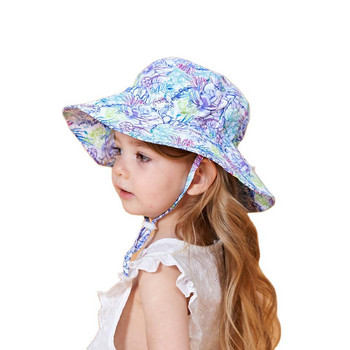 Момичета Момчета Плажна шапка на открито против UV лъчи Лятна бебешка слънчева шапка Детска шапка с кофа