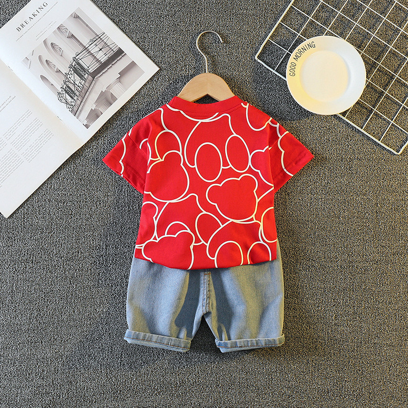 2022 m. vasaros berniukų animacinių filmų marškinėliai trumpomis rankovėmis + kelnės 2 dalių berniukų kasdieniai marginti drabužiai