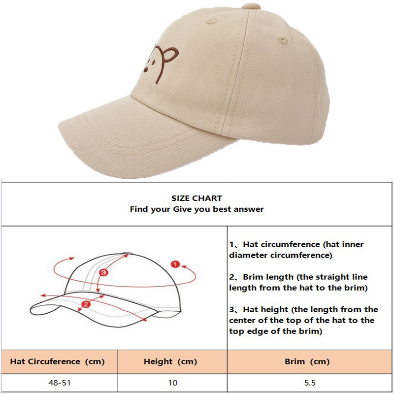 1 db Gyermek egyszínű baseball sapka baba napozósapka gyerekek pamut légáteresztő sapka fiú lány lány állítható sapka aranyos medve hímzett