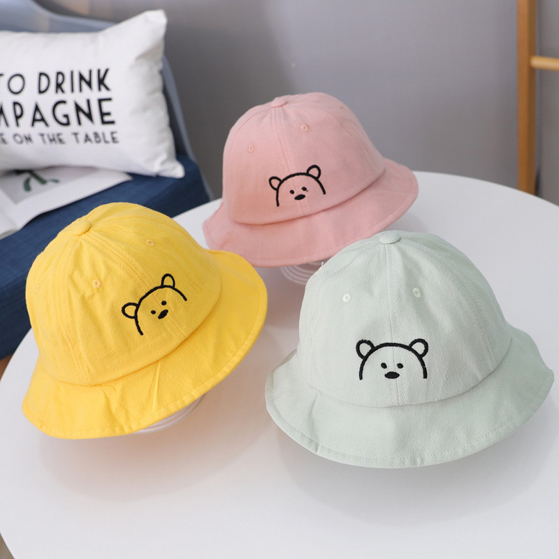 Καπέλο με κουβά για μωρά καρτούν Bear Μαλακό βαμβακερό Άνοιξη Καλοκαίρι Μωρό Αγόρι Καπέλο Νήπιο Παιδιά Υπαίθρια Παιδιά Ψαράς Καπέλο Παραλία
