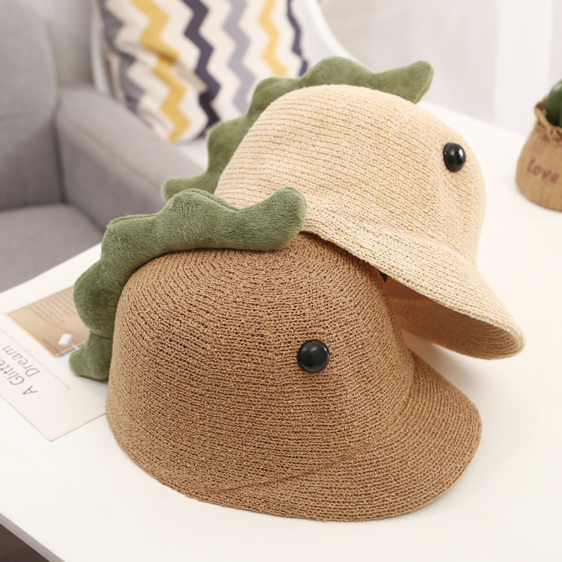 Korejski stil Dječji dječji šešir sa šiltom od slame, kapa za dječake, slatki dinosauri, šeširi za sunčanje na otvorenom, ljetne dječje šešire i kape