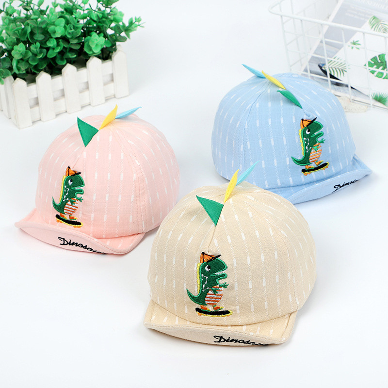 Multifilm Dinosaurus Baby Pesapallimüts Kevadsuvi Triibuline Lastemüts Pehme puuvillane õues Beach Baby päikesemüts poistele Väikelapsed Lapsed