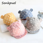 Beebimütsid 2022 Suvised lapsed Puuvillane müts Väikelapsele Armas täpiline Tüdrukute Poiste Müts Laps Armas 3D Kõrva Pesapallimütsid Imiku pehme päikesemüts