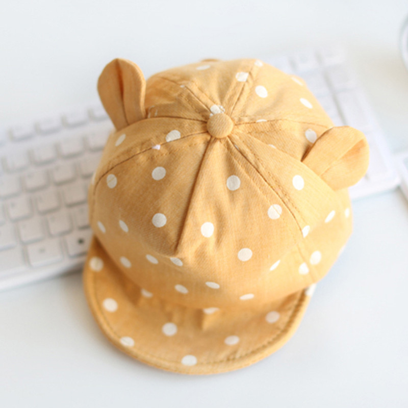 Beebimütsid 2022 Suvised lapsed Puuvillane müts Väikelapsele Armas täpiline Tüdrukute Poiste Müts Laps Armas 3D Kõrva Pesapallimütsid Imiku pehme päikesemüts