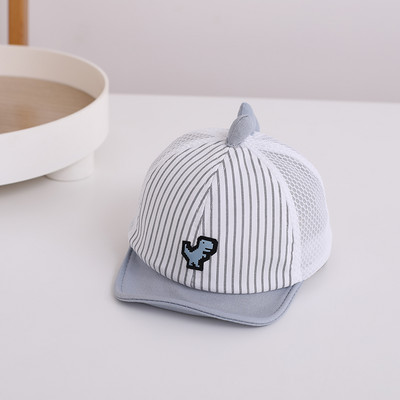 Slatka prugasta dječja bejzbol kapa s izvezenim šeširom za sunce s crtanim dinosaurusima za dječake i djevojčice, ljetne prozračne mrežaste kape sa šiljcima za malu djecu