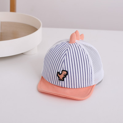 Slatka prugasta dječja bejzbol kapa s izvezenim šeširom za sunce s crtanim dinosaurusima za dječake i djevojčice, ljetne prozračne mrežaste kape sa šiljcima za malu djecu