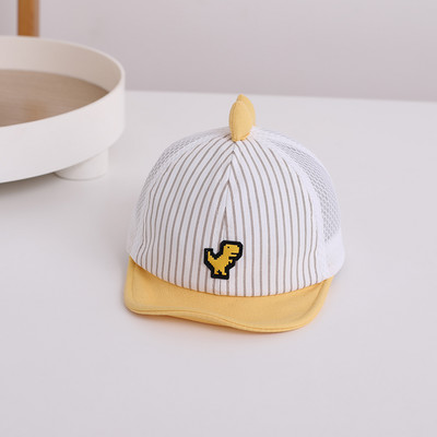 Slatka prugasta dječja bejzbol kapa s izvezenim šeširom za sunce s crtanim dinosaurusima za dječake i djevojčice, ljetne prozračne mrežaste kape sa šiljcima za malu djecu