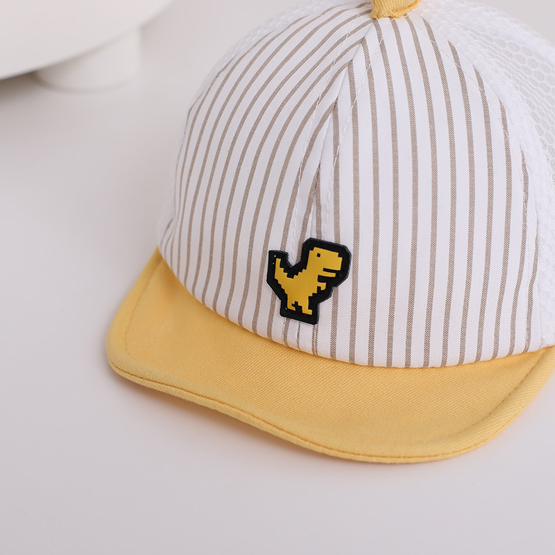 Slatka prugasta dječja bejzbol kapa s izvezenim šeširom za sunce s crtanim dinosaurusima za dječake i djevojčice, ljetne prozračne mrežaste kape sa šiljcima za malu djecu