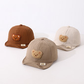 Лятна бързосъхнеща бебешка бейзболна шапка с анимационно мече, момчета, момичета, шапка за слънце, външна регулируема детска мека шапка с върхове