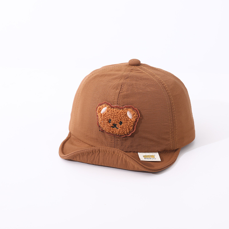 Лятна бързосъхнеща бебешка бейзболна шапка с анимационно мече, момчета, момичета, шапка за слънце, външна регулируема детска мека шапка с върхове