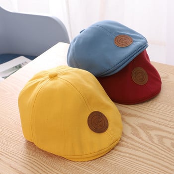 Модна бебешка шапка за момчета, памучна детска шапка с барета, едноцветна винтидж аксесоари за момчета за 1-3 години