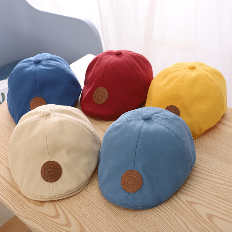 Moodne beebimüts poistele Puuvillane laste müts, bareti müts, ühevärviline vintage poiste aksessuaarid vanuses 1–3 aastat