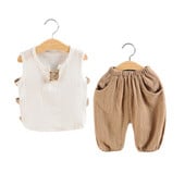 2018-as gyerek fiú ruha szettek nyári alkalmi divat lenvászon redőzött 1-4 éves baba lányok és fiúk sport jelmez gyerek ruha szettek