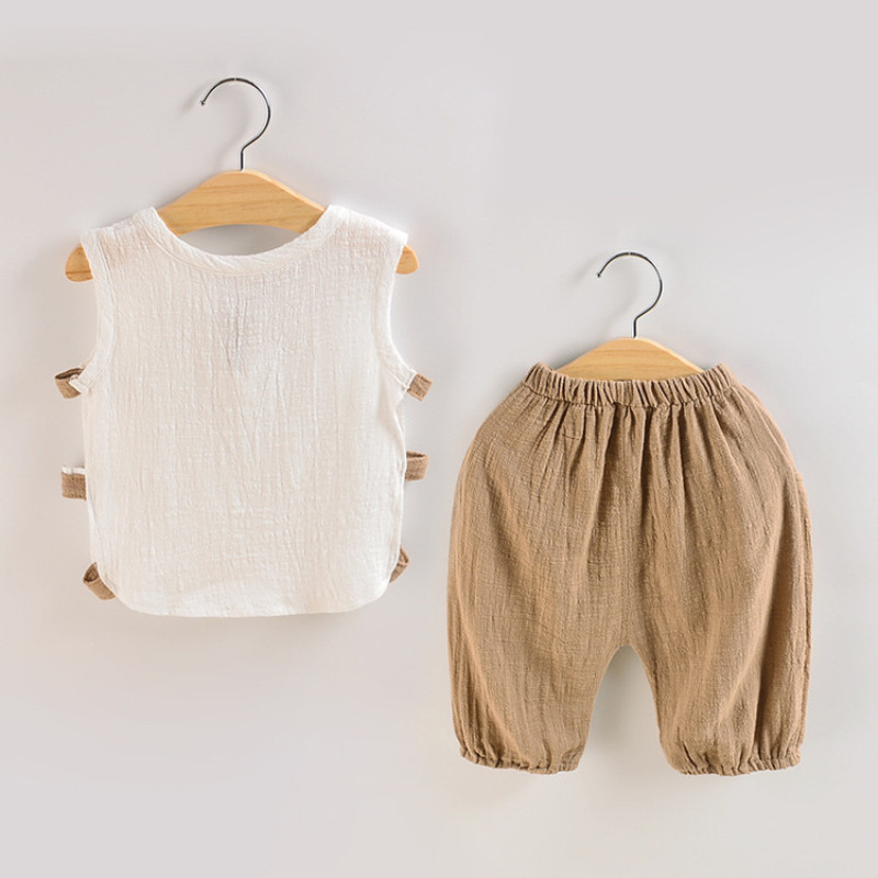 2018-as gyerek fiú ruha szettek nyári alkalmi divat lenvászon redőzött 1-4 éves baba lányok és fiúk sport jelmez gyerek ruha szettek