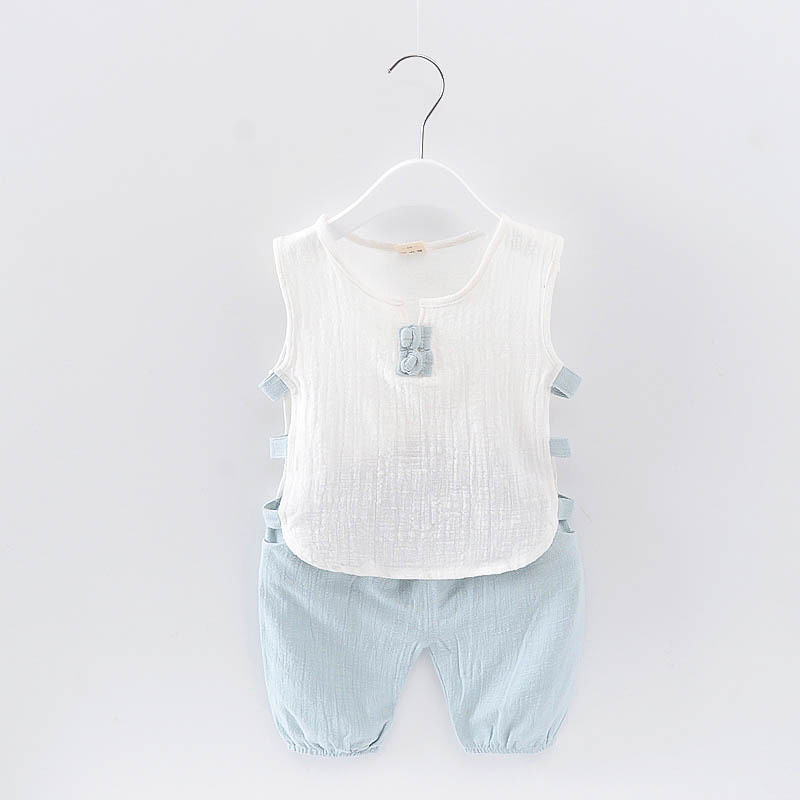 2018-as gyerek fiú ruha szettek nyári alkalmi divat lenvászon redőzött 1-4 éves baba lányok és fiúk sport jelmez gyerek ruha szettek