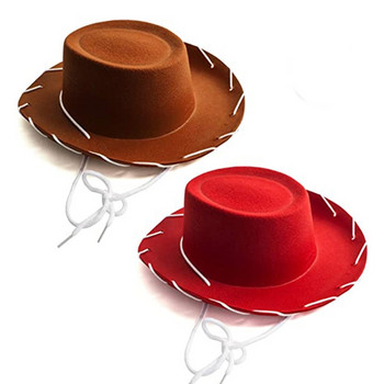 1 τεμ Παιδικό καφέ κόκκινο τσόχα καουμπόικο καπέλο Δυτική Μεγάλες μαρκίζες Πρωτοτυπία Χριστουγεννιάτικη τσόχα καπέλο καουμπόισσας για παιδιά αγόρια κορίτσια