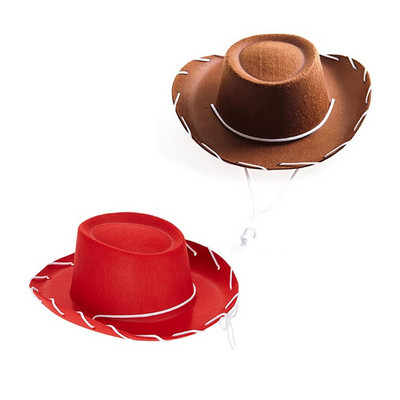 1 бр. Детска каубойска шапка от кафяв червен филц Western Big Eaves Новост Коледна филцова шапка каубойка костюм за деца Момчета Момичета
