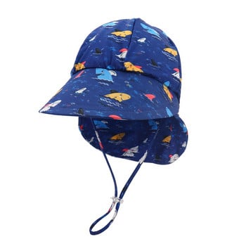 Бебешка шапка с кофа за момчета и момичета Бързосъхнеща детска плажна шапка с шал Детска широка периферия UV защита Външна Панама Летни шапки за слънце