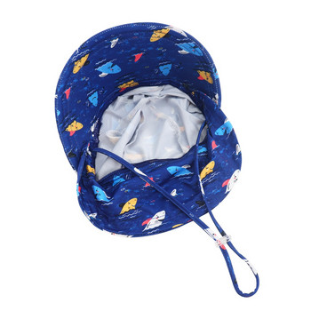Бебешка шапка с кофа за момчета и момичета Бързосъхнеща детска плажна шапка с шал Детска широка периферия UV защита Външна Панама Летни шапки за слънце