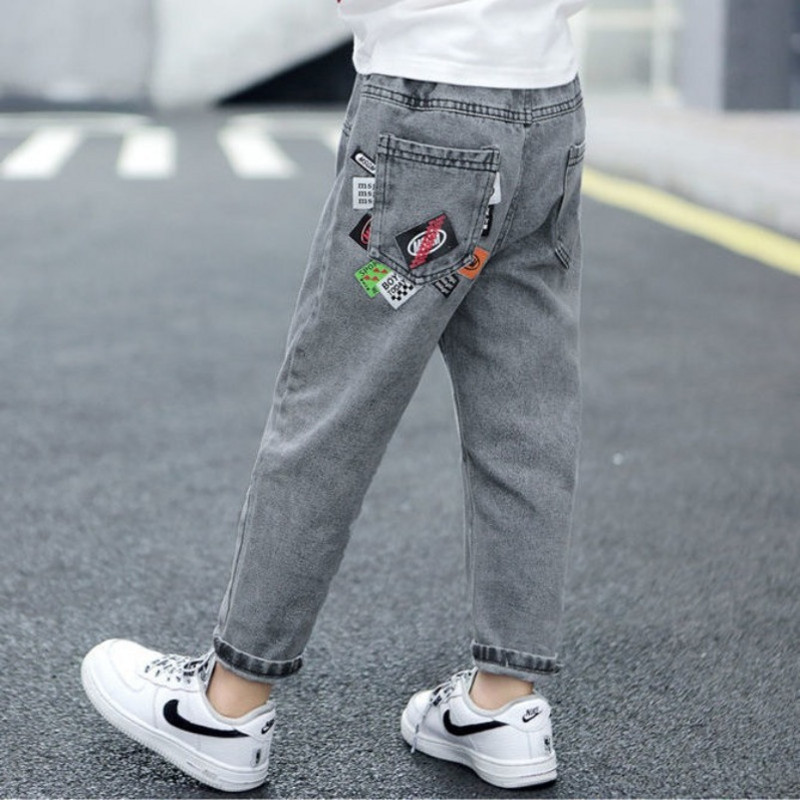 Fiúk Rajzfilm Print Farmer Gyerekek Divat Farmer Alkalmi csípőnadrágok Tavaszi farmer nadrágok Laza graffiti farmerek Tipegő fiú őszi ruhák