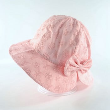 2022 Нова шапка за пролетно лято на открито за бебешки момичета Рибарска шапка с дантелена панделка Бебешка слънчева шапка Детски слънчеви шапки Слънцезащитна шапка за малко дете