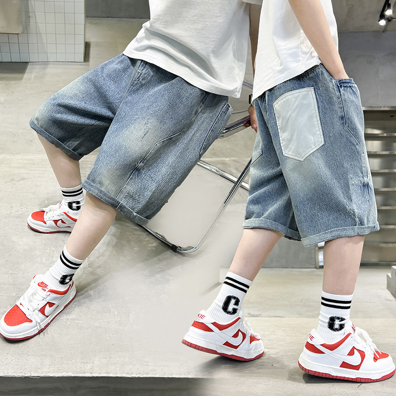 Poiste teksapüksid, lühikesed lapilised teksad poistele vabaaja stiilis laste teksad Suveriided poistele 6 8 10 12 14