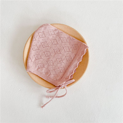 Kape za djevojčice Pamučne jednobojne kape za novorođenčad Kape za 0-24 mjeseca Pletena kapa za malu djecu s čipkastim cvijećem Dječji rupčić