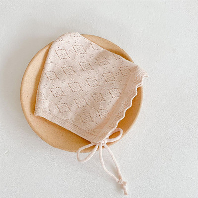 Kape za djevojčice Pamučne jednobojne kape za novorođenčad Kape za 0-24 mjeseca Pletena kapa za malu djecu s čipkastim cvijećem Dječji rupčić