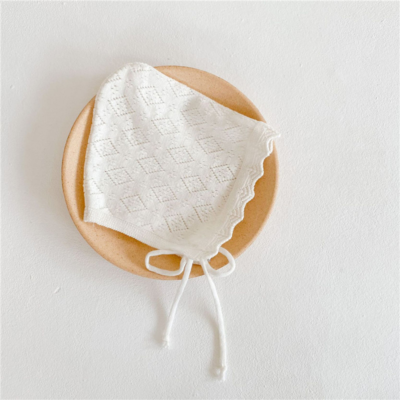 Kape za djevojčice Pamučne jednobojne kape za novorođenčad Kape za 0-24 mjeseca Pletena kapa za malu djecu s čipkastim cvijećem Dječji rupčić