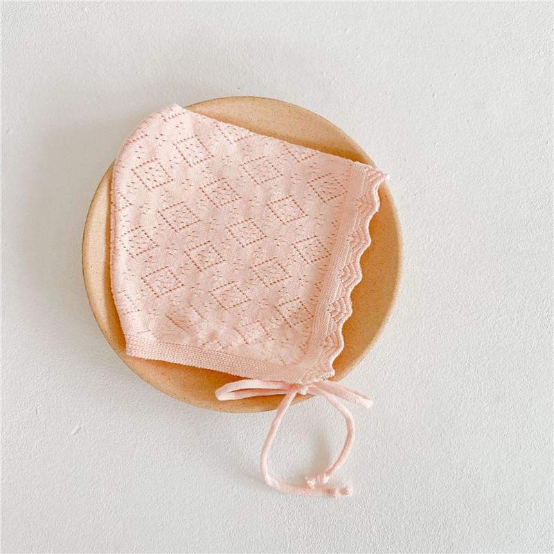 Kape za djevojčice Pamučne jednobojne kape za novorođenčad Kape za 0-24 mjeseca Pletena kapa za malu djecu s čipkastim cvijećem Dječji rupčić