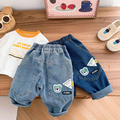 0-6 G Bērnu džinsi Zēnu karikatūra Brīvi džinsi 2023. gada pavasara korejiešu bērnu bikses Zēnu zīdaiņu kokvilnas ikdienas džinsu bikses