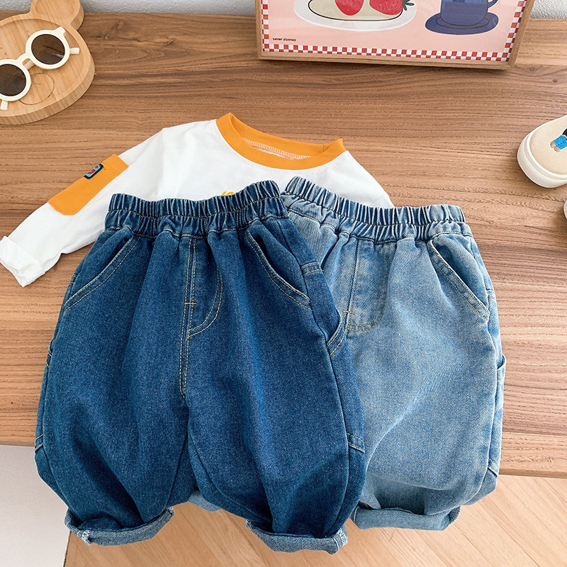 0-6 G Bērnu džinsi Zēnu karikatūra Brīvi džinsi 2023. gada pavasara korejiešu bērnu bikses Zēnu zīdaiņu kokvilnas ikdienas džinsu bikses