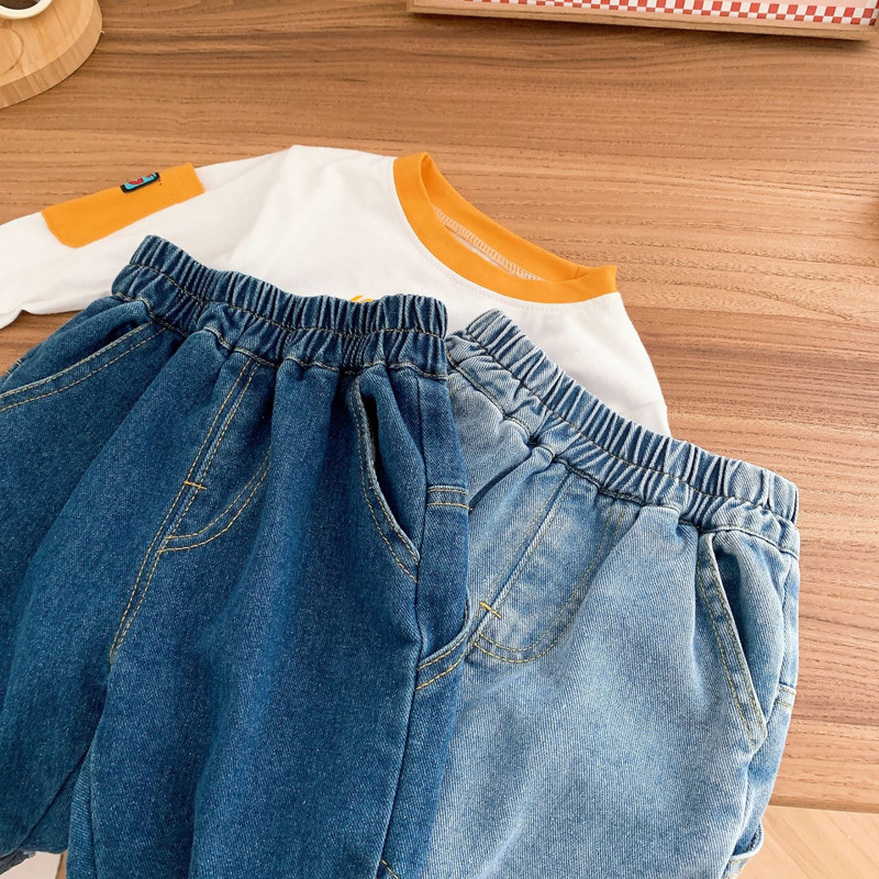 0-6 G Bērnu džinsi Zēnu karikatūra Brīvi džinsi 2023. gada pavasara korejiešu bērnu bikses Zēnu zīdaiņu kokvilnas ikdienas džinsu bikses