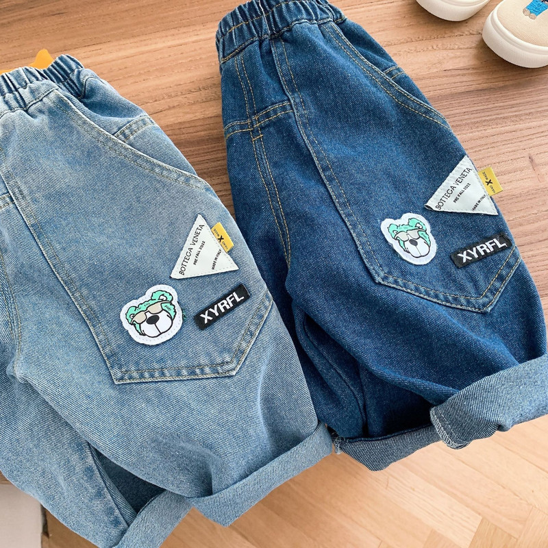 0-6 G Bērnu džinsi Zēnu karikatūra Brīvi džinsi 2023. gada pavasara korejiešu bērnu bikses Zēnu zīdaiņu kokvilnas ikdienas džinsu bikses