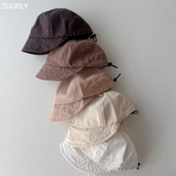 2023 Spring Pure Color Soft Brim Регулируема бебешка бейзболна шапка Детски слънчеви шапки Детска сгъваема шапка Casquette с козирка