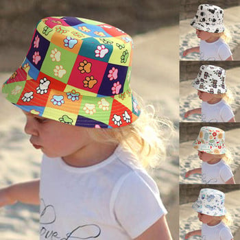 Едностранна малка плажна шапка с карикатура на рибар на открито със слънчева шапка с двоен детски щампи Момче Бебешка шапка с хамстер за деца Шапка със слънчева луна на гърба