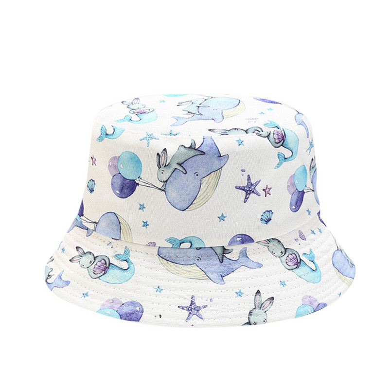 Dvostrani dječji šešir za plažu za malu djecu na otvorenom, crtani ribar, šešir s dvostrukim printom sunca, šešir za dječaka, bebe, hrčka, šešir za djecu, šešir za sunčanje s mjesečevom pozadinom