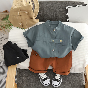 Καλοκαιρινό παιδικό πουκάμισο Casual Σετ αγόρια Ρούχα Κοντό μανίκι+Σορτς 2 τεμαχίων Βρεφικό Σετ αγοριού 1-5 ετών