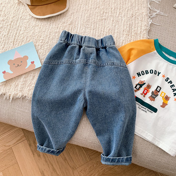 0-6 години Детски дънки за момчета Ежедневни панталони 2023 Пролетни детски дрехи Дънки за момичета Едноцветни карго панталони Корейски дънкови панталони за бебе момче