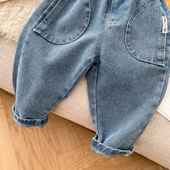 0-6 години Детски дънки за момчета Ежедневни панталони 2023 Пролетни детски дрехи Дънки за момичета Едноцветни карго панталони Корейски дънкови панталони за бебе момче