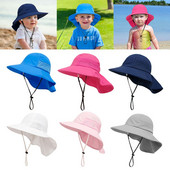 Dječja kapa za sunčanje za dječake, djevojčice, ležerna kapa za zaštitu od sunca, dječja, podesiva, prozračna, s velikim obodom, ljetna kapa za igru na plaži