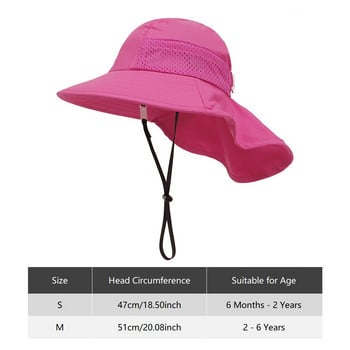 Бебешка шапка за слънце за момчета и момичета Ежедневна слънцезащитна шапка на открито Детска регулируема дишаща лятна плажна шапка с голяма периферия