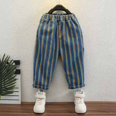 Traperice za dječake Traperice s prugastim uzorkom za dječake Proljeće Jesen Hlače za djecu Ležerna odjeća za dječake 6 8 10 12 14