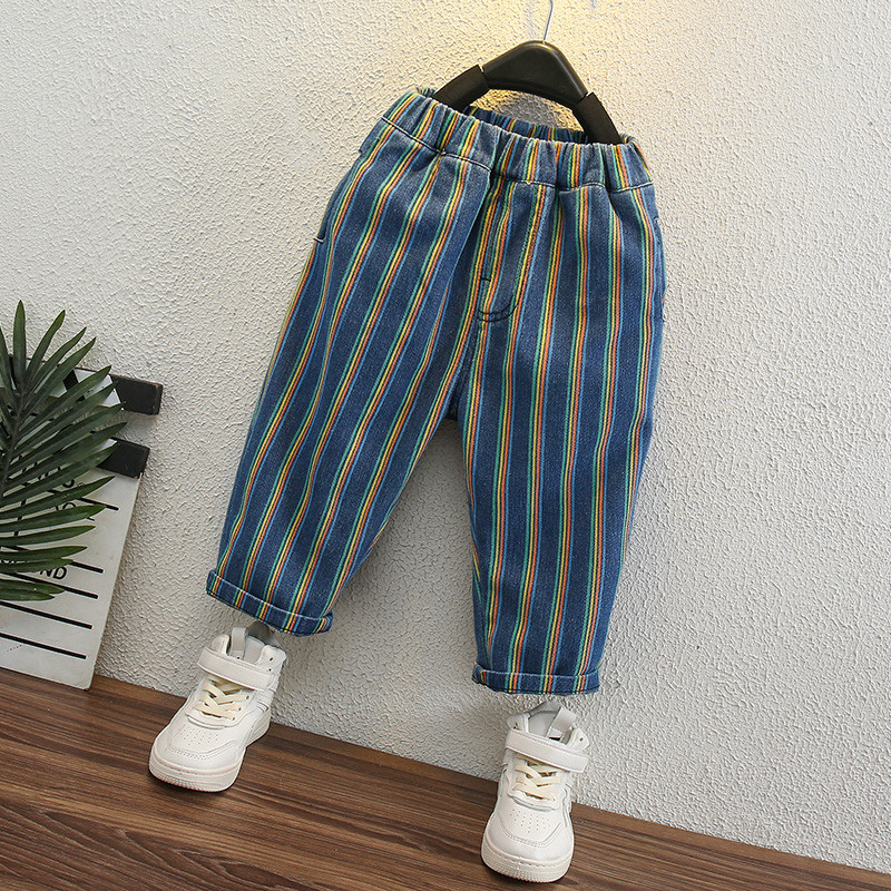 Traperice za dječake Traperice s prugastim uzorkom za dječake Proljeće Jesen Hlače za djecu Ležerna odjeća za dječake 6 8 10 12 14